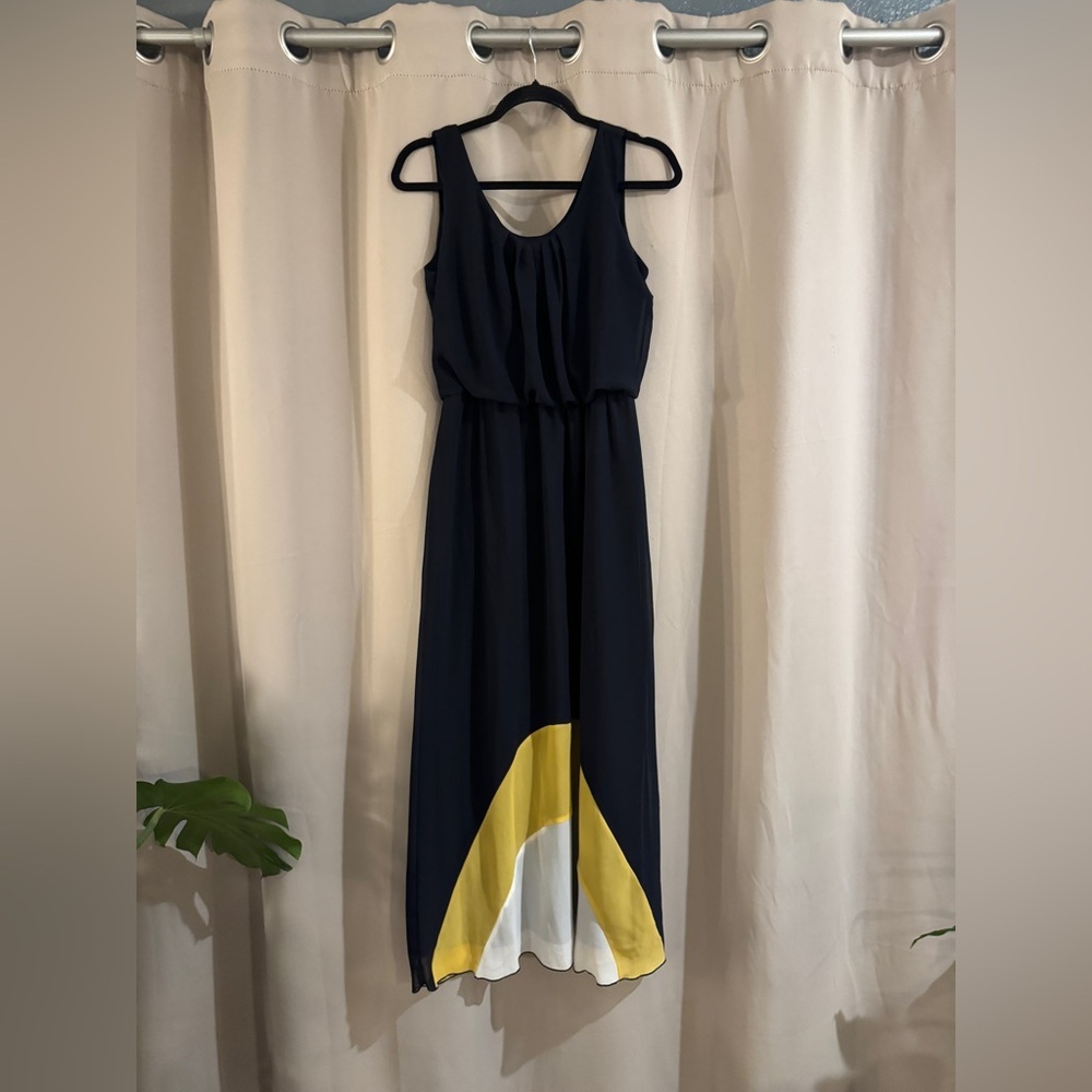 Enfocus Studio Blue  and Yellow Maxi Long Dress